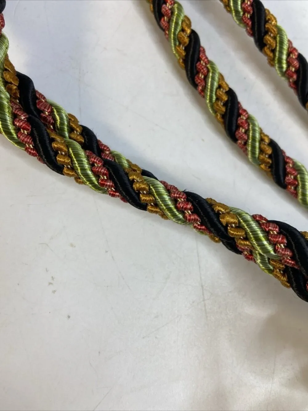 2 Large Luxury Curtain Tiebacks Braided Cord Tassel Fringe Multi Color Heavy30in
